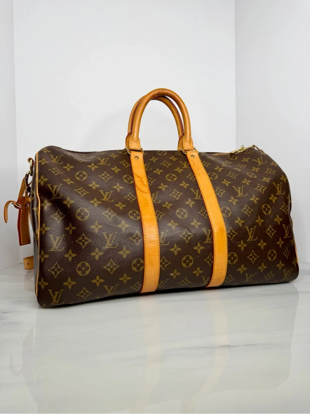 Louis Vuitton Keepall Bandoulière 50 Monogram Canvas Travel Bag w/ Strap